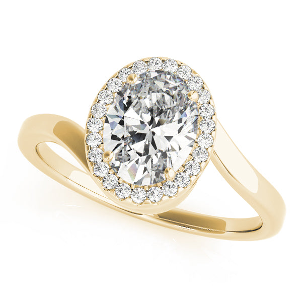 Halo Engagement Ring For Oval Shape In 14K Yellow Gold and 1.01 Carat Oval Shape Natural Diamond