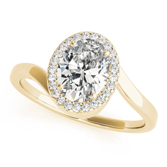 Halo Engagement Ring For Oval Shape In 14K Yellow Gold and 1.01 Carat Oval Shape Natural Diamond