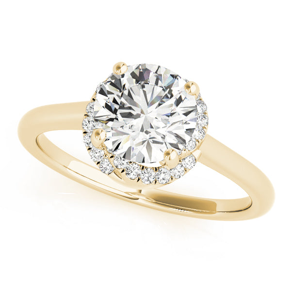 Halo Engagement Ring For Round Shape In 14K Yellow Gold and 1.34 Carat Round Shape Natural Diamond