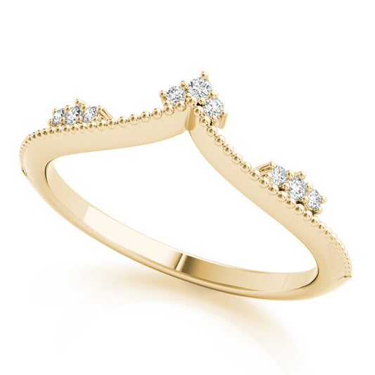 Curved Wedding Ring For Lab-Grown Diamond In 14K Yellow Gold