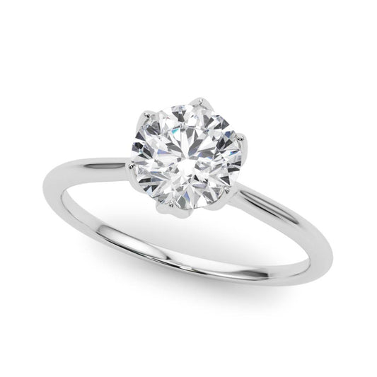 Tulip Solitaire Engagement Ring For Round Shape In 14K White Gold and 0.7 Carat Round Shape Lab Grown Diamond