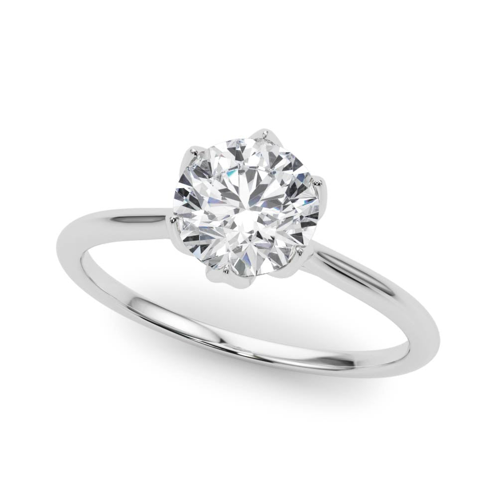 Tulip Solitaire Engagement Ring For Princess Shape In 14K White Gold and 0.71 Carat Princess Shape Natural Diamond