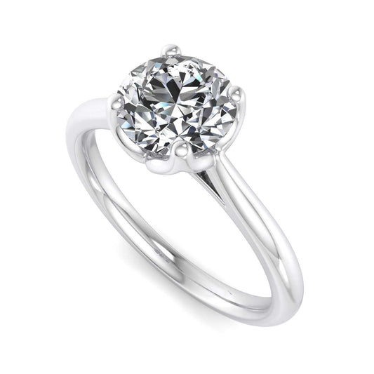 SolitaireEngagement Ring For Cushion Shape In 14K White Gold and 0.32 Carat Round Shape Natural Diamond
