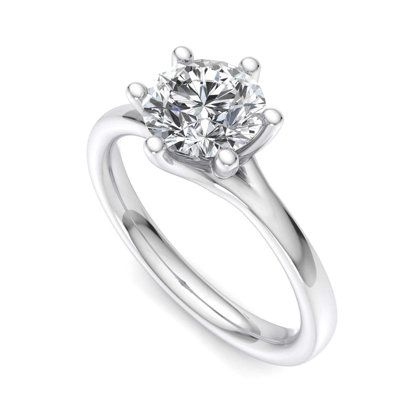 Solitaire Engagement Ring For Round Shape In 14K White Gold and 1.06 Carat Round Shape Natural Diamond