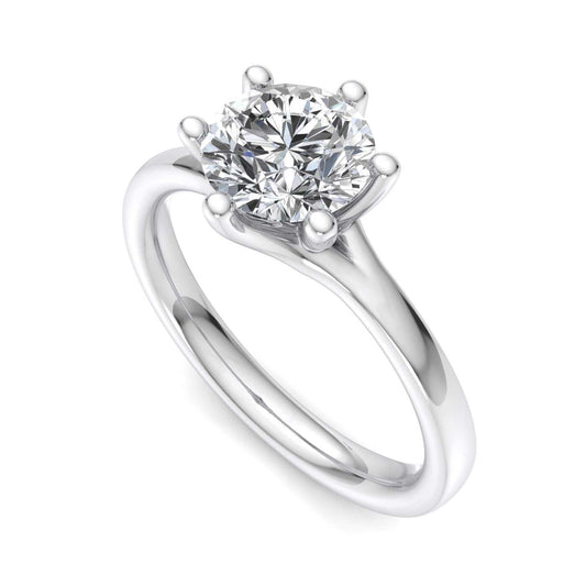 Solitaire Engagement Ring For Round Shape In 14K White Gold and 1.06 Carat Round Shape Natural Diamond