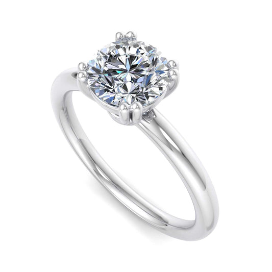 Solitaire Engagement Ring For Emerald Shape In 14K White Gold and 0.4 Carat Emerald Shape Natural Diamond