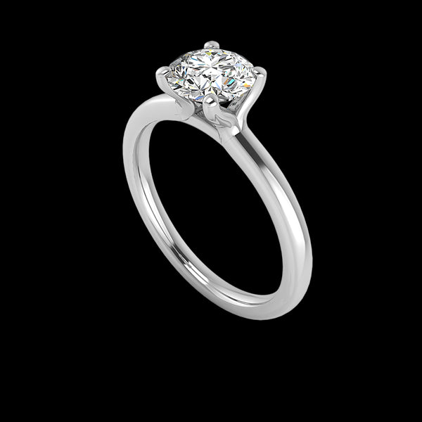 Solitaire Engagement Ring For Round Shape In 14K White Gold and 0.8 Carat Round Shape Natural Diamond