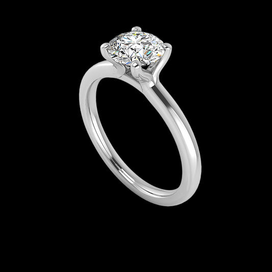 Solitaire Engagement Ring For Round Shape In 14K White Gold and 0.8 Carat Round Shape Natural Diamond