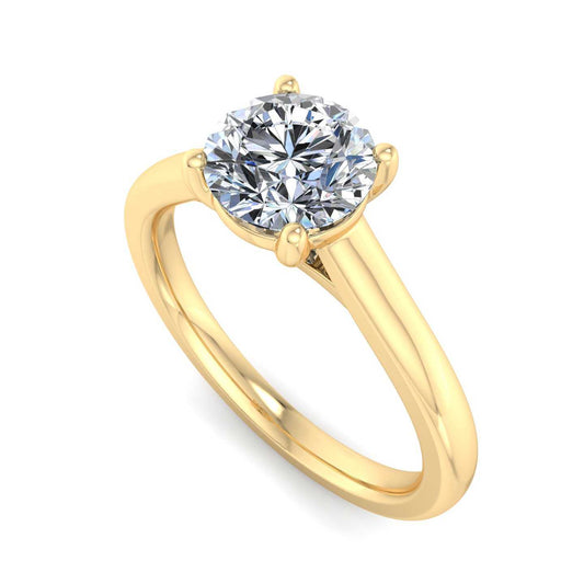 Solitaire Engagement Ring For Round Shape In 14K Yellow Gold and 0.61 Carat Round Shape Natural Diamond