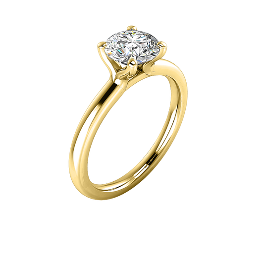 Solitaire Engagement Ring For Round Shape In 14K Yellow Gold and 1.02 Carat Round Shape Natural Diamond