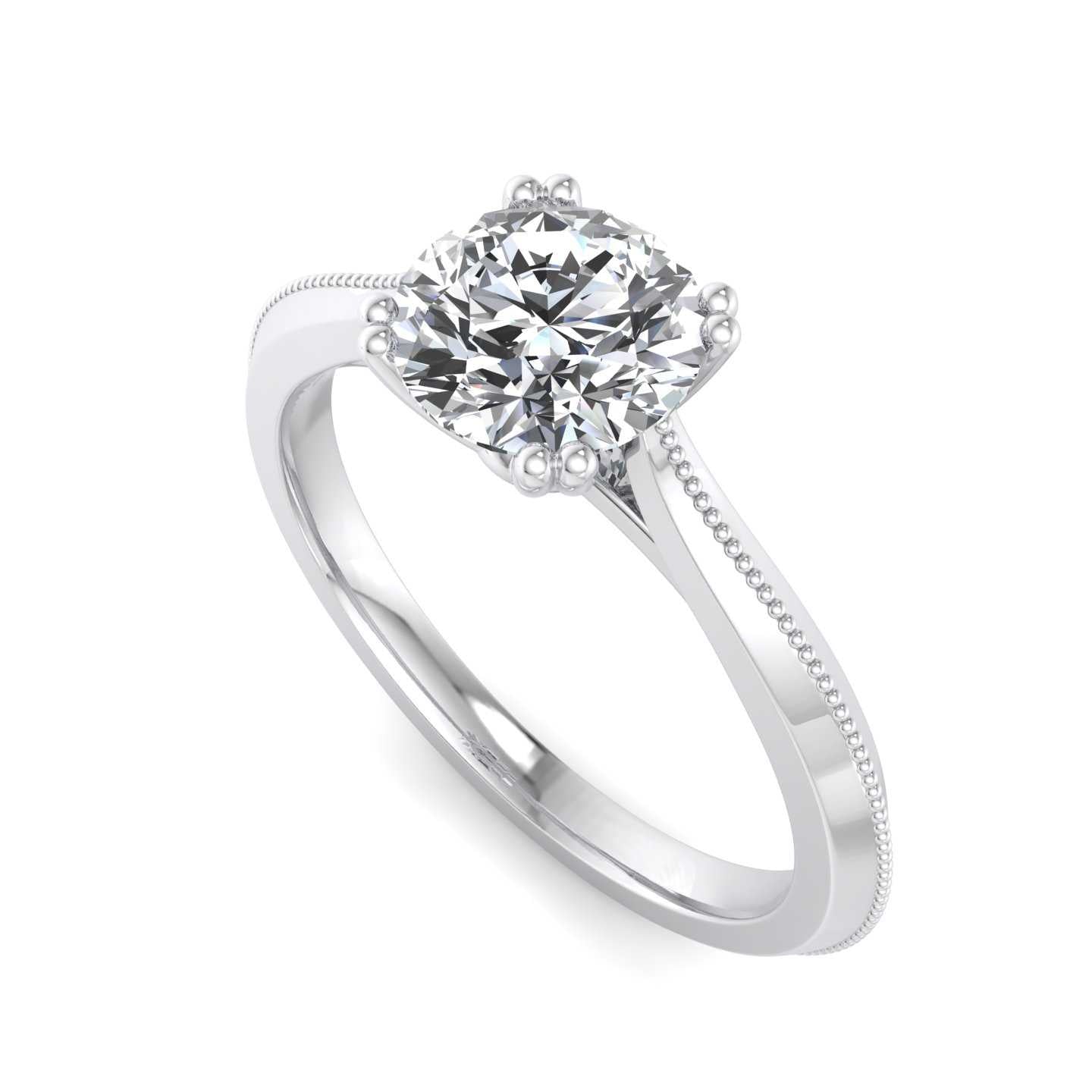 Solitaire Engagement Ring For Round Shape In 14K White Gold and 1.01 Carat Pear Shape Natural Diamond