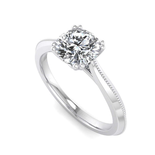 Solitaire Engagement Ring For Round Shape In 14K White Gold and 1.01 Carat Pear Shape Natural Diamond