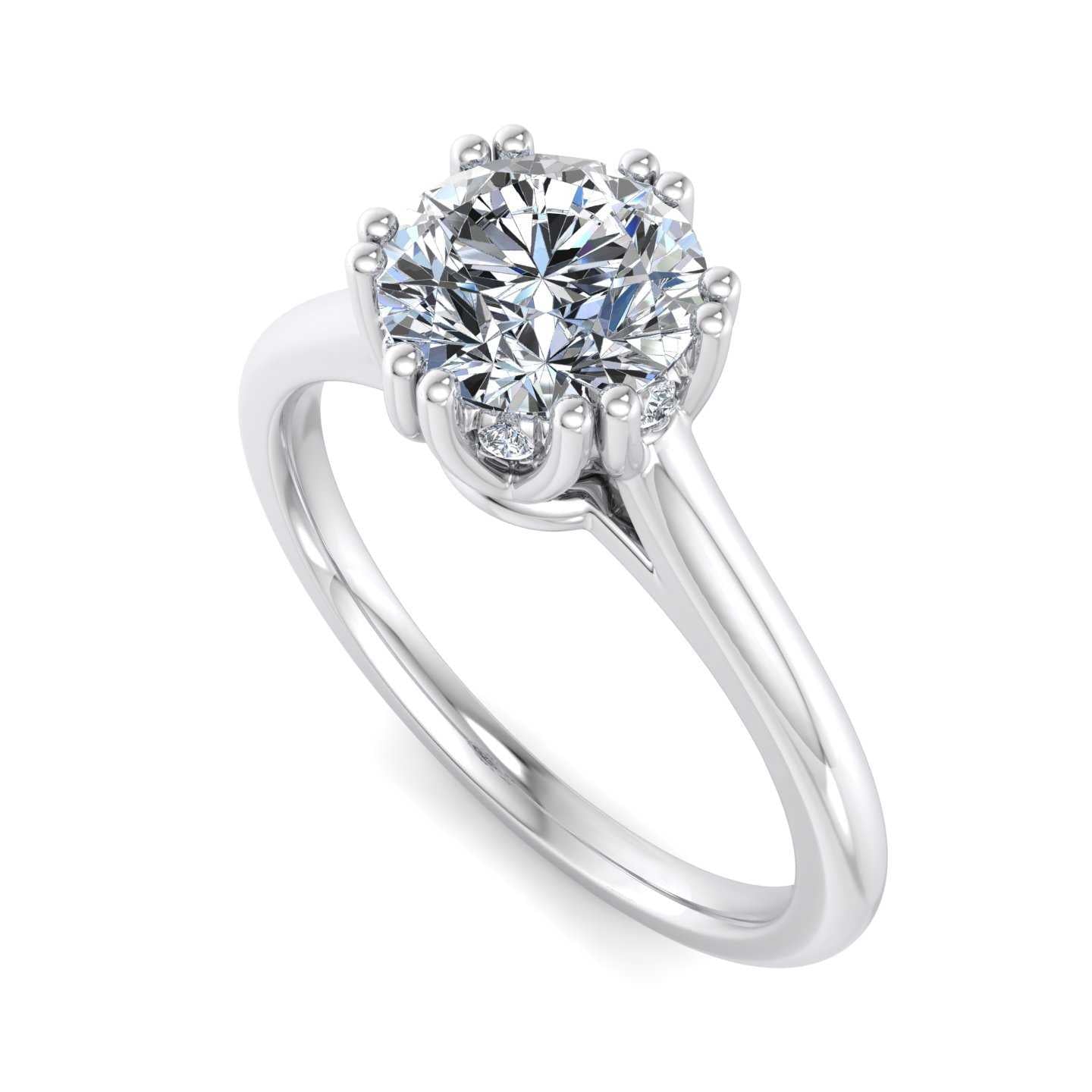 Solitaire Engagement Ring For Cushion Shape In 14K White Gold and 1.01 Carat Cushion Shape Natural Diamond