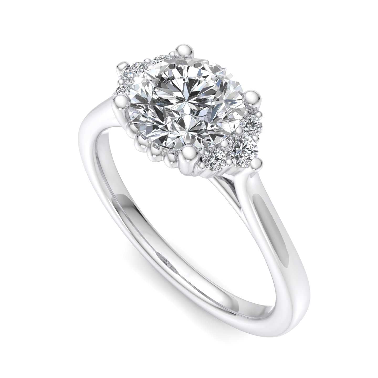 Halo Engagement Ring For Round Shape In 14K White Gold and 1.0 Carat Round Shape Natural Diamond