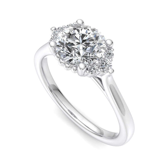 Halo Engagement Ring For Cushion Shape In 14K White Gold and 1.01 Carat Cushion Shape Natural Diamond
