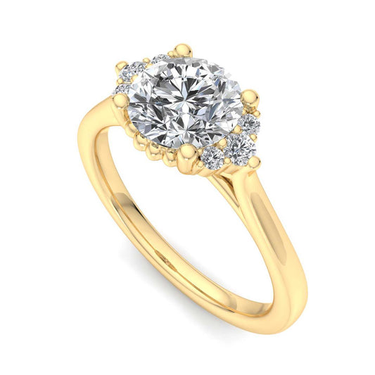 Halo Engagement Ring For Cushion Shape In 14K Yellow Gold and 1.02 Carat Cushion Shape Natural Diamond