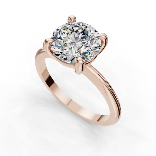 Solitaire Engagement Ring For Round Shape In 14K Rose Gold and 1.08 Carat Round Shape Natural Diamond