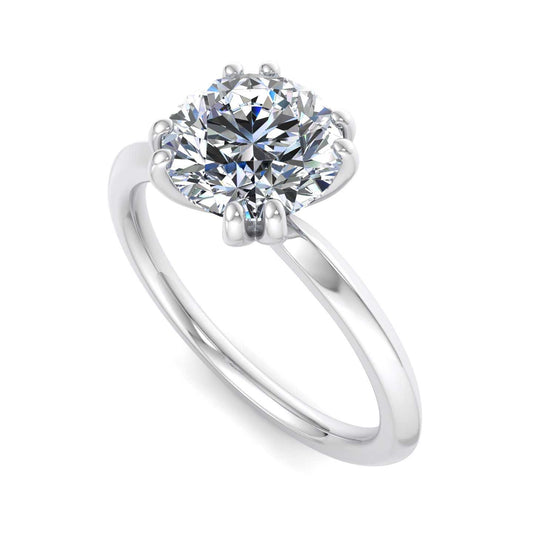 Solitaire Engagement Ring For Asscher Shape In 14K White Gold and 0.94 Carat Asscher Shape Natural Diamond
