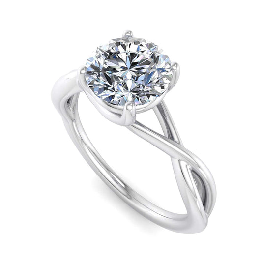 Solitaire Engagement Ring For Round Shape In 14K White Gold and 0.62 Carat Round Shape Natural Diamond