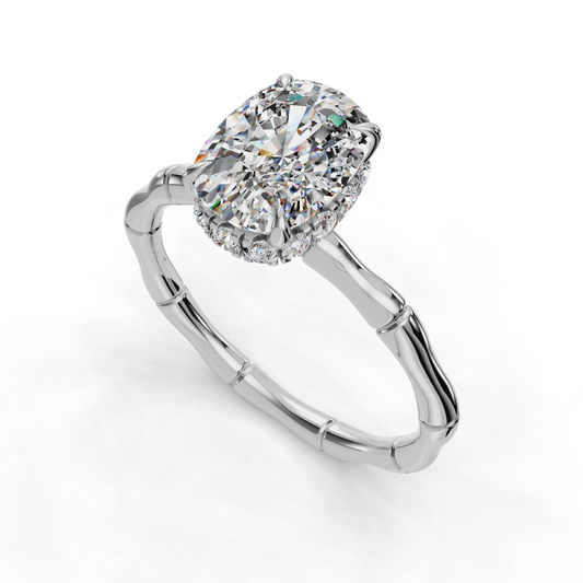 Halo Engagement Ring For Cushion Shape In 14K White Gold and 0.9 Carat Cushion Shape Natural Diamond