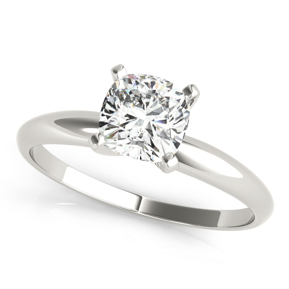 Solitaire Engagement Ring For Cushion Shape In 14K White Gold and 4.02 Carat Cushion Shape Natural Diamond
