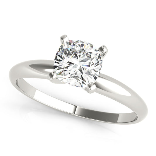 Solitaire Engagement Ring For Cushion Shape In 14K White Gold and 4.02 Carat Cushion Shape Natural Diamond