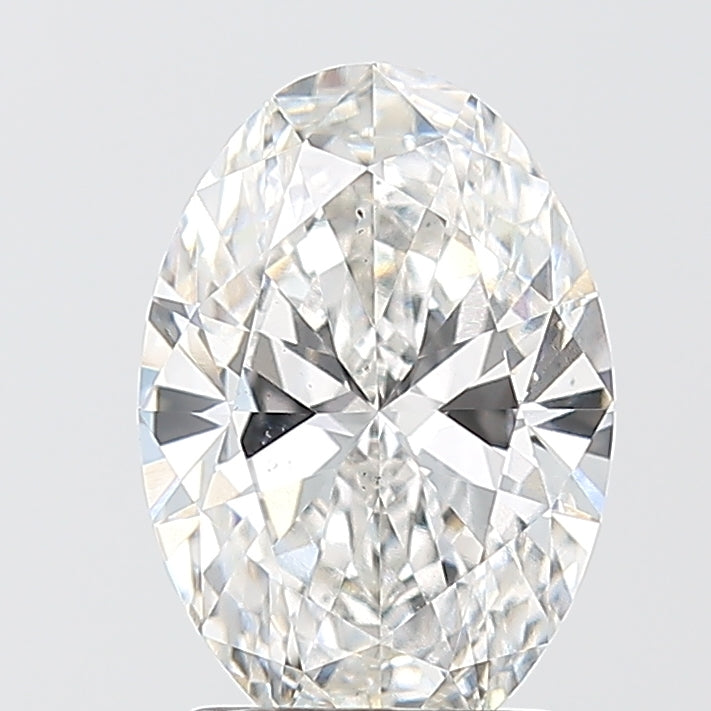 Oval Hidden Halo Engagement Ring, Diamond Band For Oval Shape In 14K White Gold and 2.01 Carat Oval Shape Lab Grown Diamond