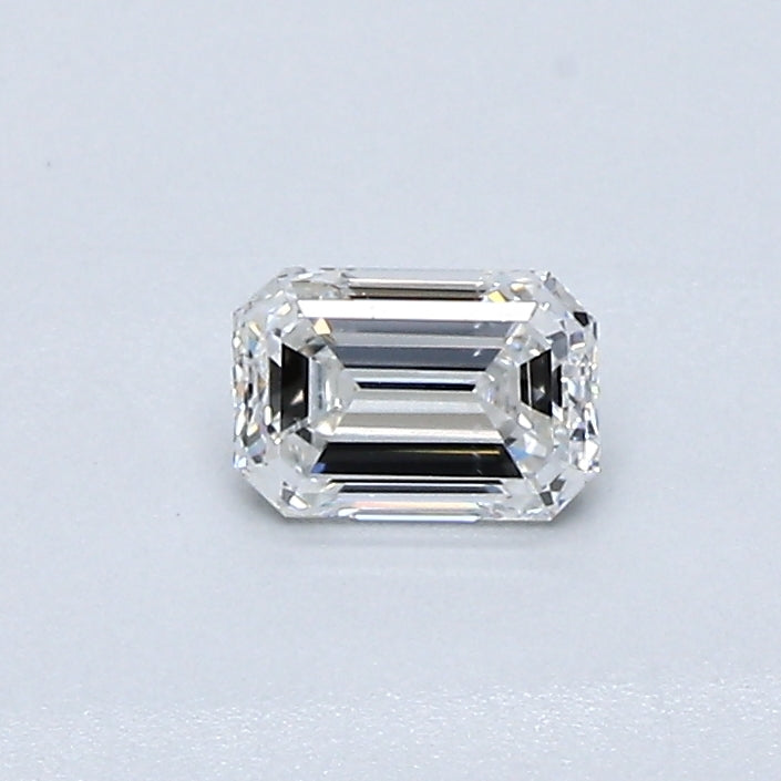 Three Stone Engagement Ring For Emerald Shape In 14K Yellow Gold and 0.3 Carat Emerald Shape Natural Diamond